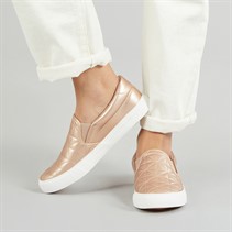 Brave Soul Womens Star Quilted Slip On Trainers Rose Gold Metallic