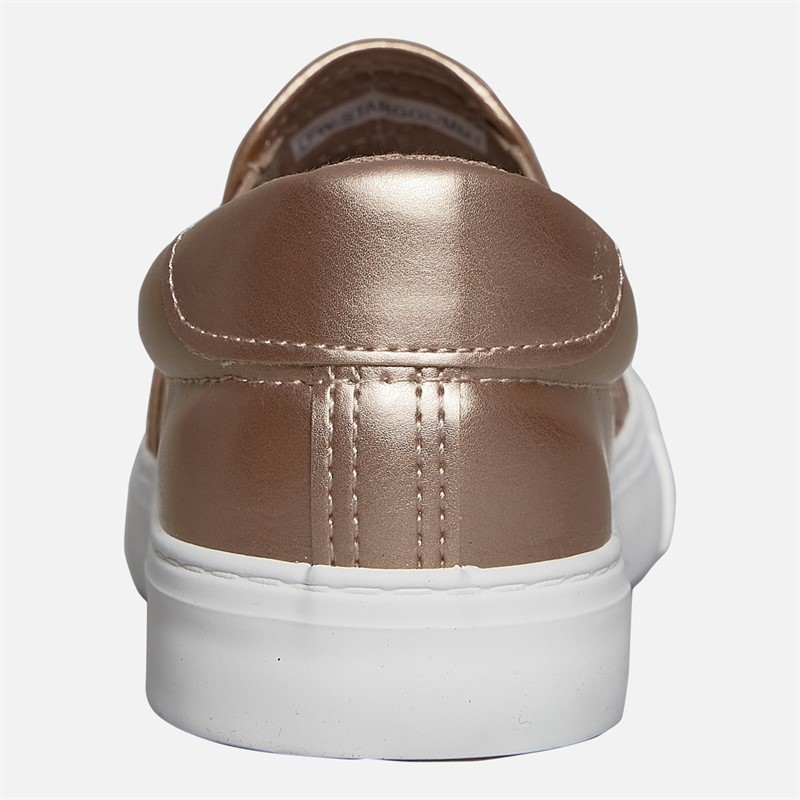 Brave Soul Womens Star Quilted Slip On Trainers Rose Gold Metallic