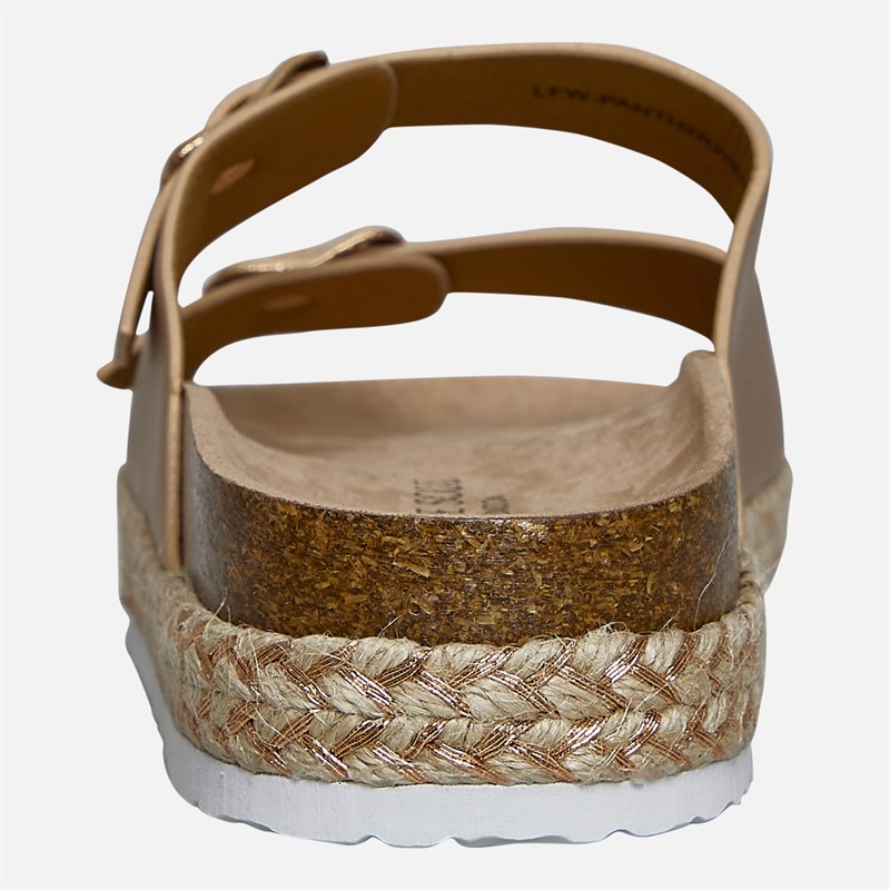 Brave Soul Womens Pantha 2 Double Buckle Platform Sandals Rose Gold Metallic