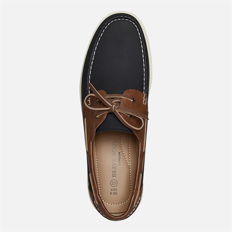 Brave Soul Mens Cabin Deck Shoes Navy/Tan