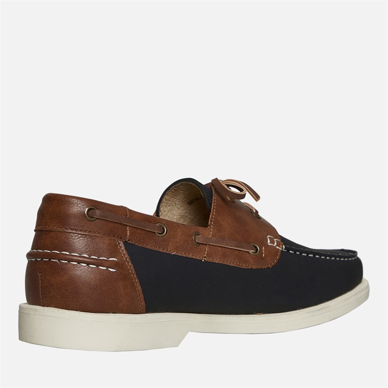 Brave Soul Mens Cabin Deck Shoes Navy/Tan