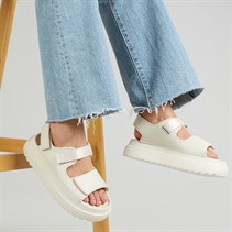 Brave Soul Womens Chunky Ankle Strap Sandals Cream