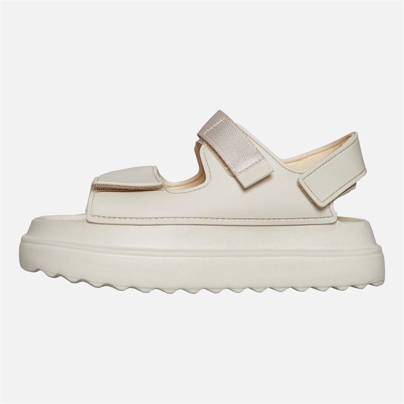 Brave Soul Womens Chunky Ankle Strap Sandals Cream