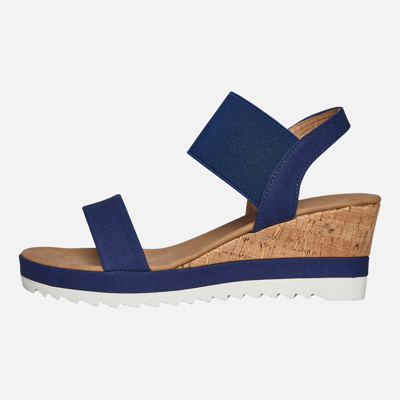 Brave Soul Womens Cher Wedge Sandals Navy/Tan