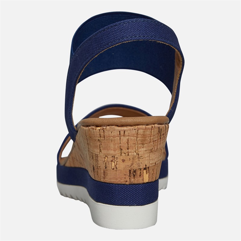 Brave Soul Womens Cher Wedge Sandals Navy/Tan