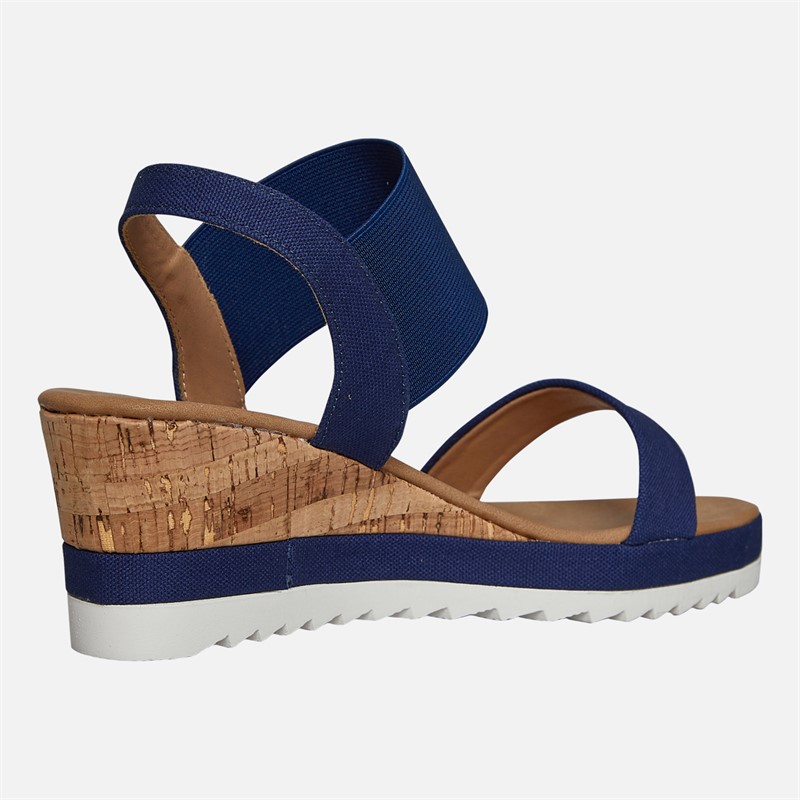Brave Soul Womens Cher Wedge Sandals Navy/Tan