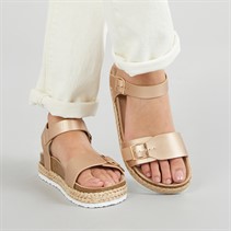 Brave Soul Womens Pantha Ankle Strap Platform Sandals Rose Gold Metallic