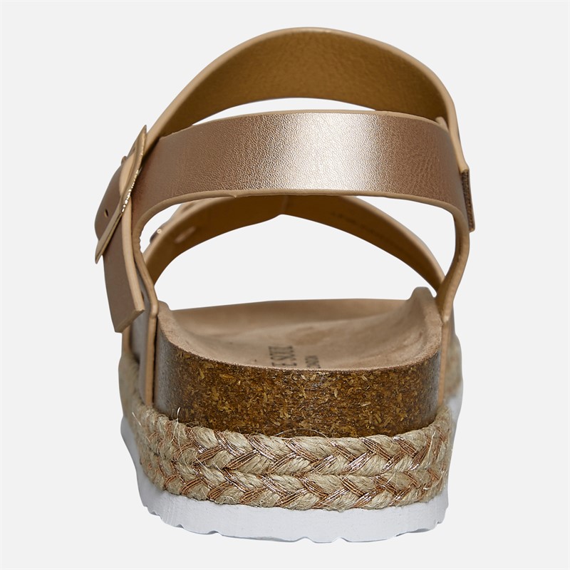 Brave Soul Womens Pantha Ankle Strap Platform Sandals Rose Gold Metallic