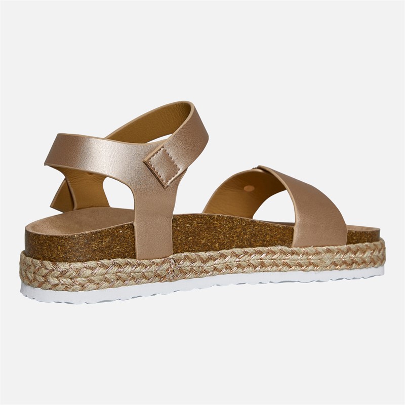 Brave Soul Womens Pantha Ankle Strap Platform Sandals Rose Gold Metallic