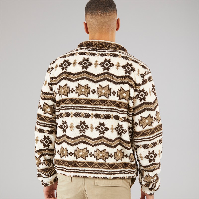 Brave Soul Mens Lykins 1/4 Zip Fleece Cream/Multi
