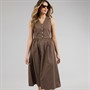 Brave Soul Womens Benit Button Down Midi Dress Brown