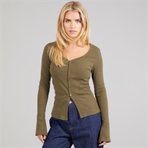 Brave Soul Womens Yorke Button T-Shirt Truffle