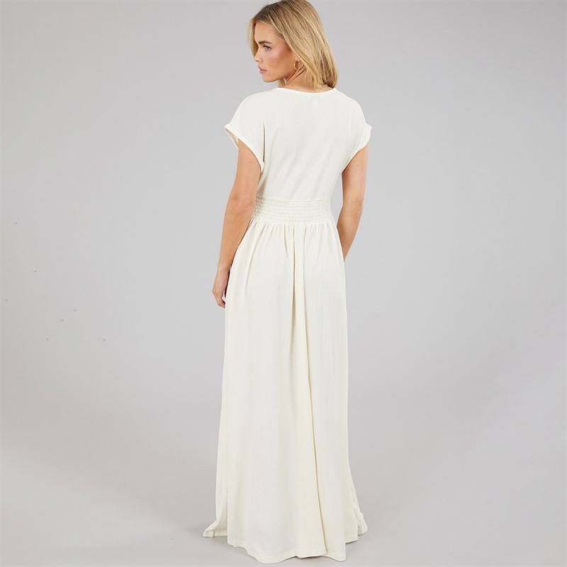 Brave Soul Womens Lewis Jersey Midi Dress Cream