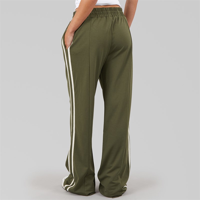 Brave Soul Womens Noelle Stripe Joggers Army Green/Cream