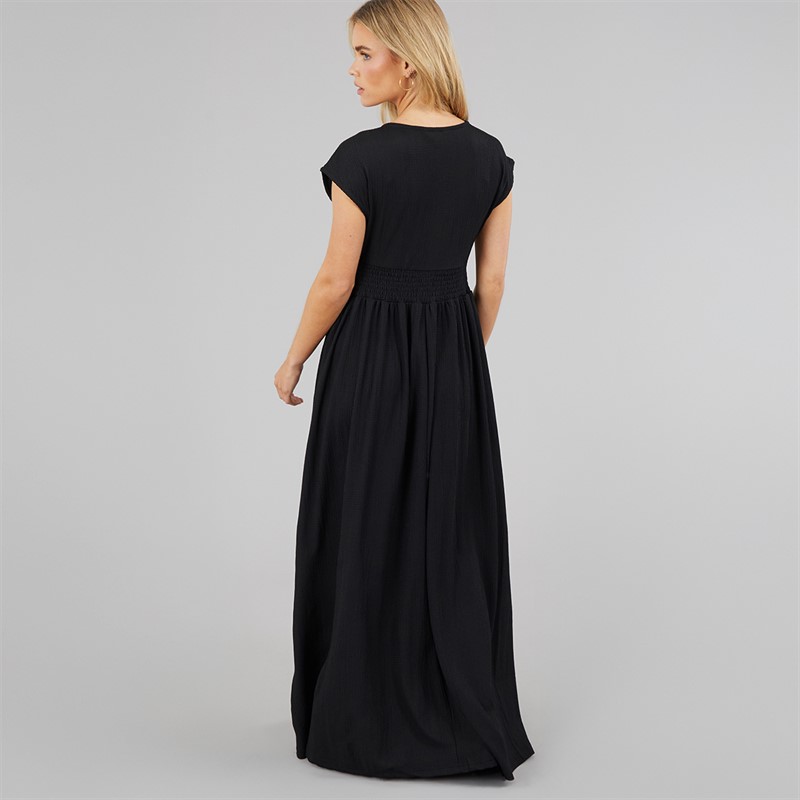 Brave Soul Womens Lewis Jersey Midi Dress Black