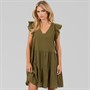 Brave Soul Womens Cassie Short Sleeve Tiered Dress Khaki
