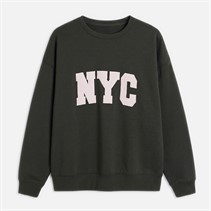 Brave Soul Womens Arlo Sweatshirt Forest Green/Pink