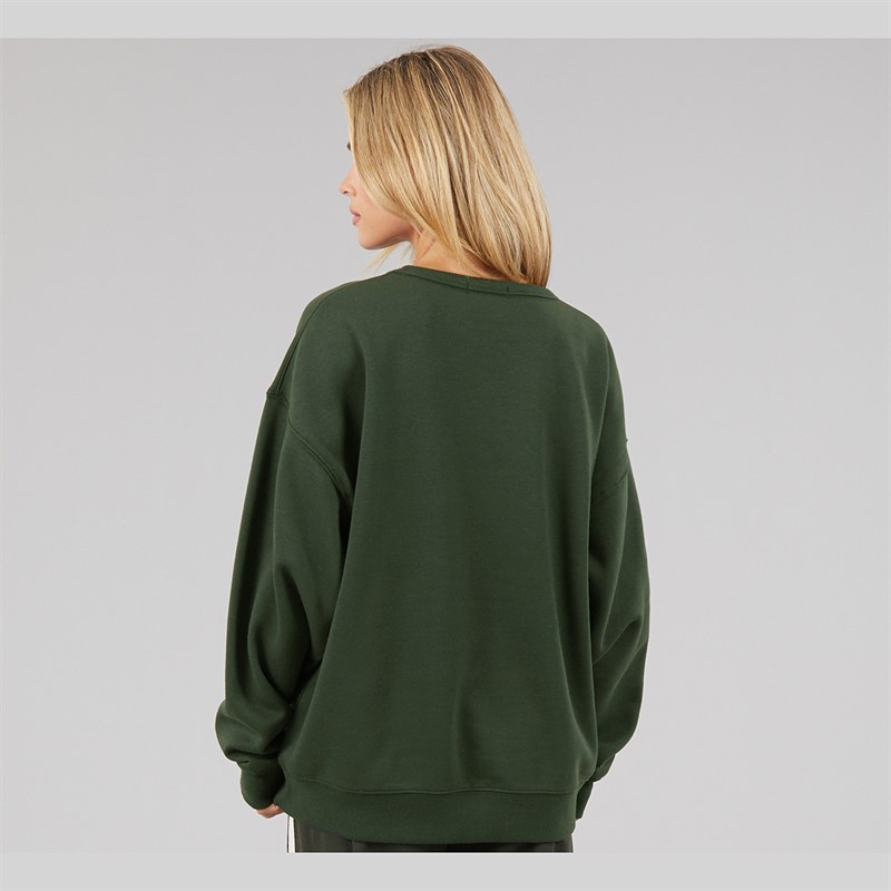 Brave Soul Womens Arlo Sweatshirt Forest Green/Pink