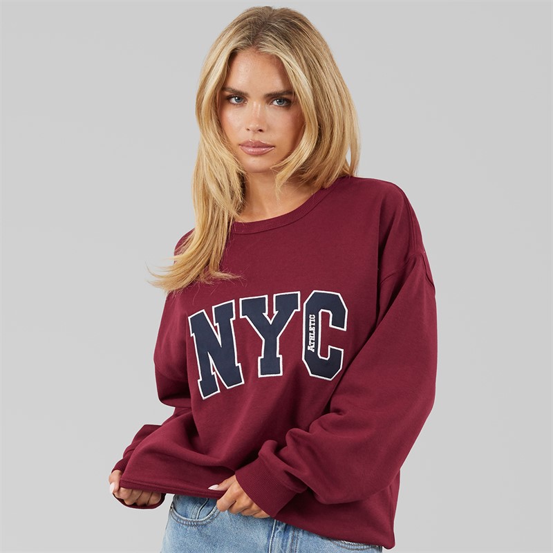 Brave Soul Womens Arlo Sweatshirt Burgundy/Navy Burgundy/Yellow