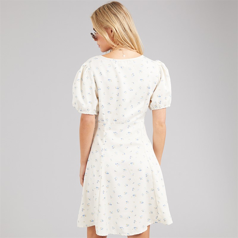 Brave Soul Womens Marie Mini Dress Cream Floral