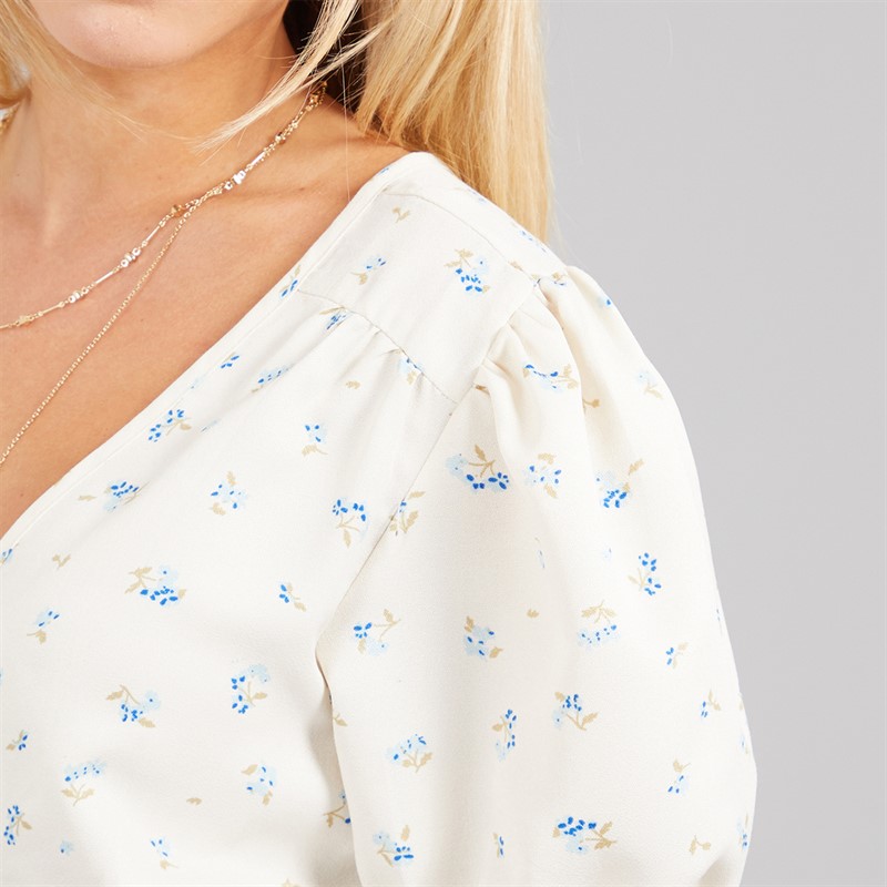Brave Soul Womens Marie Mini Dress Cream Floral