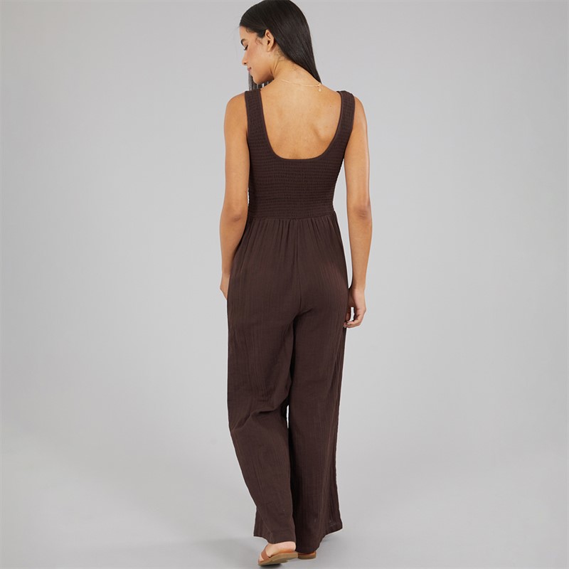 Brave Soul Womens Rennie Jumpsuit Chocolate