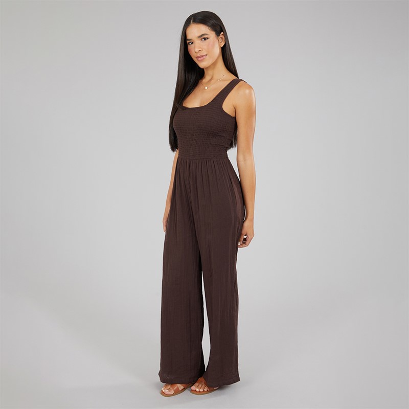 Brave Soul Womens Rennie Jumpsuit Chocolate