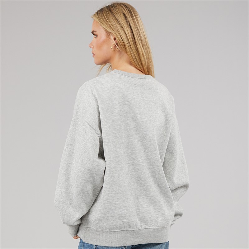 Brave Soul Womens Arlo Sweatshirt Silver Grey Marl/Green