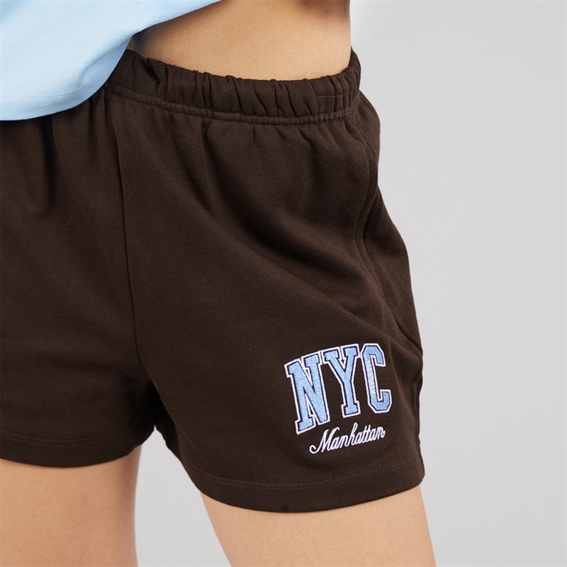 Brave Soul Womens Fraser Drawstring Shorts Chocolate/Blue