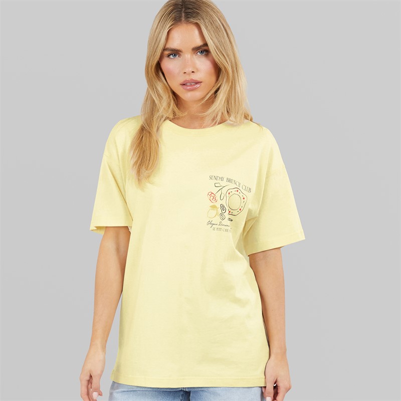 Brave Soul Womens Toutou Graphic T-Shirt Yellow