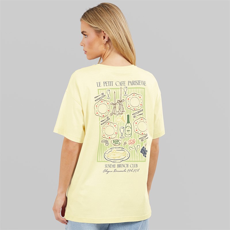 Brave Soul Womens Toutou Graphic T-Shirt Yellow