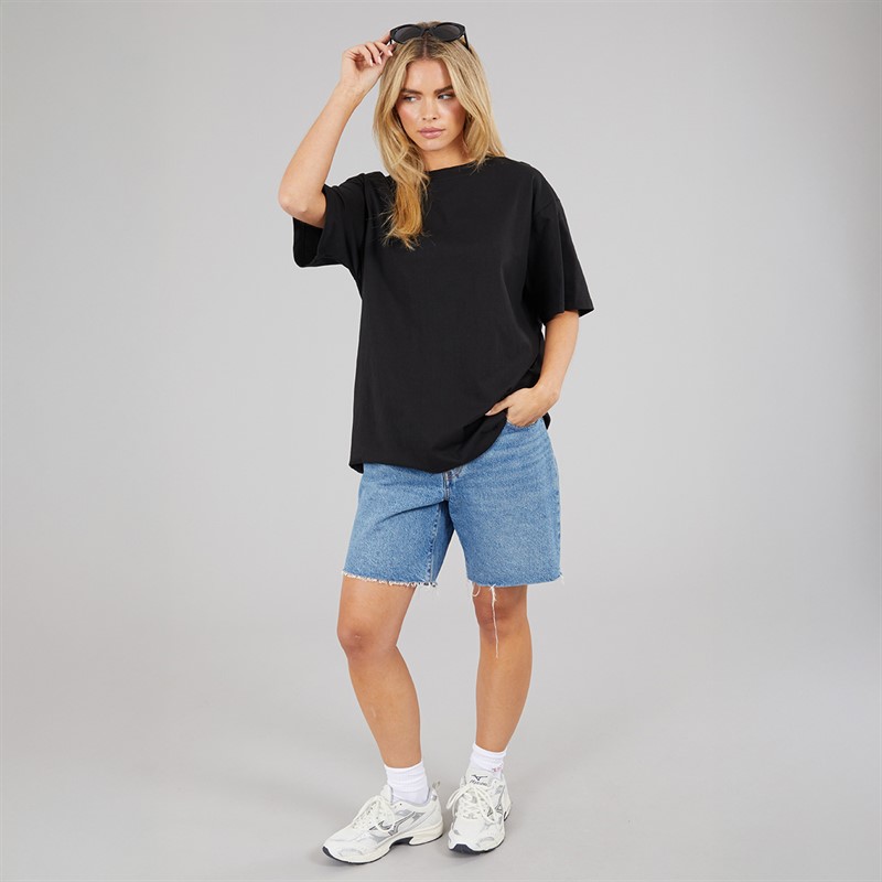 Brave Soul Womens Ascot Oversized T-Shirt Black