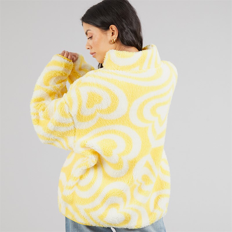 Brave Soul Womens Billie Full Zip Fleece Lemon/Cream