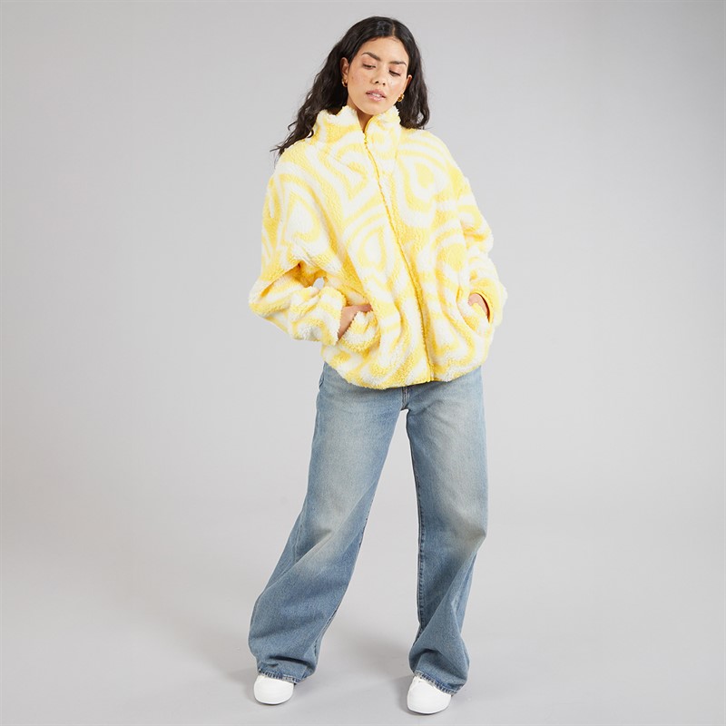 Brave Soul Womens Billie Full Zip Fleece Lemon/Cream