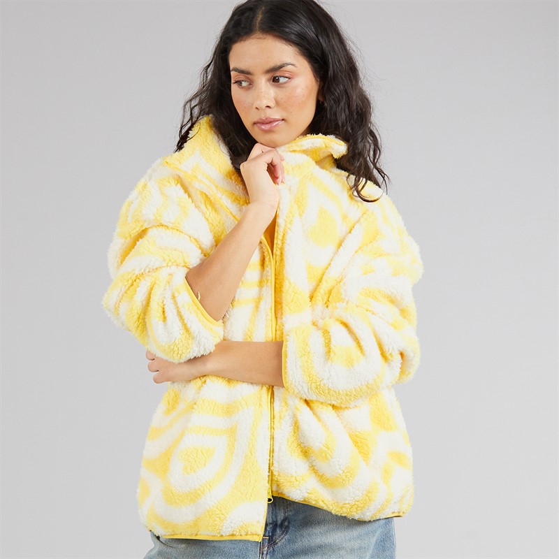 Brave Soul Womens Billie Full Zip Fleece Lemon/Cream