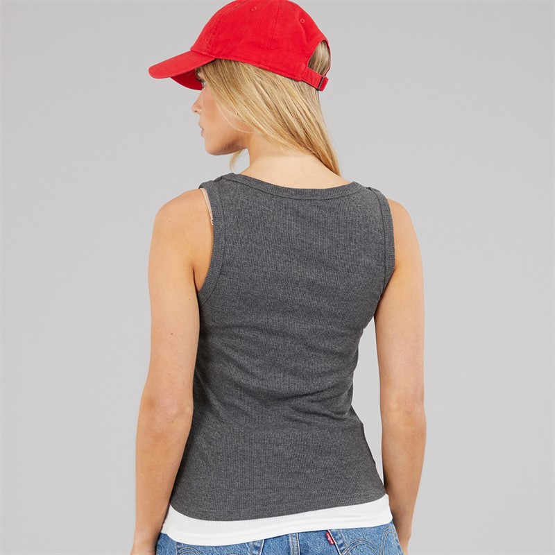 Brave Soul Womens Stella Vest Charcoal Marl/White