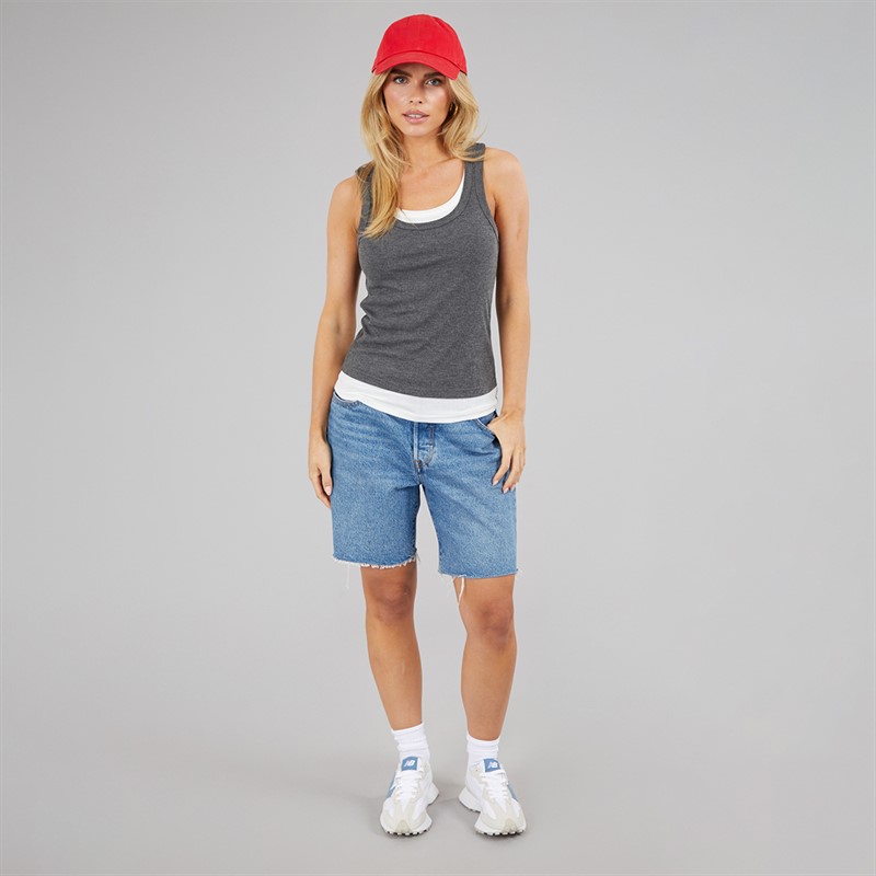 Brave Soul Womens Stella Vest Charcoal Marl/White