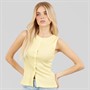 Brave Soul Womens Picot Button Down Vest Lemon/White