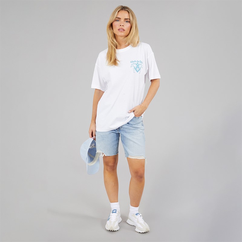 Brave Soul Womens Tulum Graphic T-Shirt White/Blue