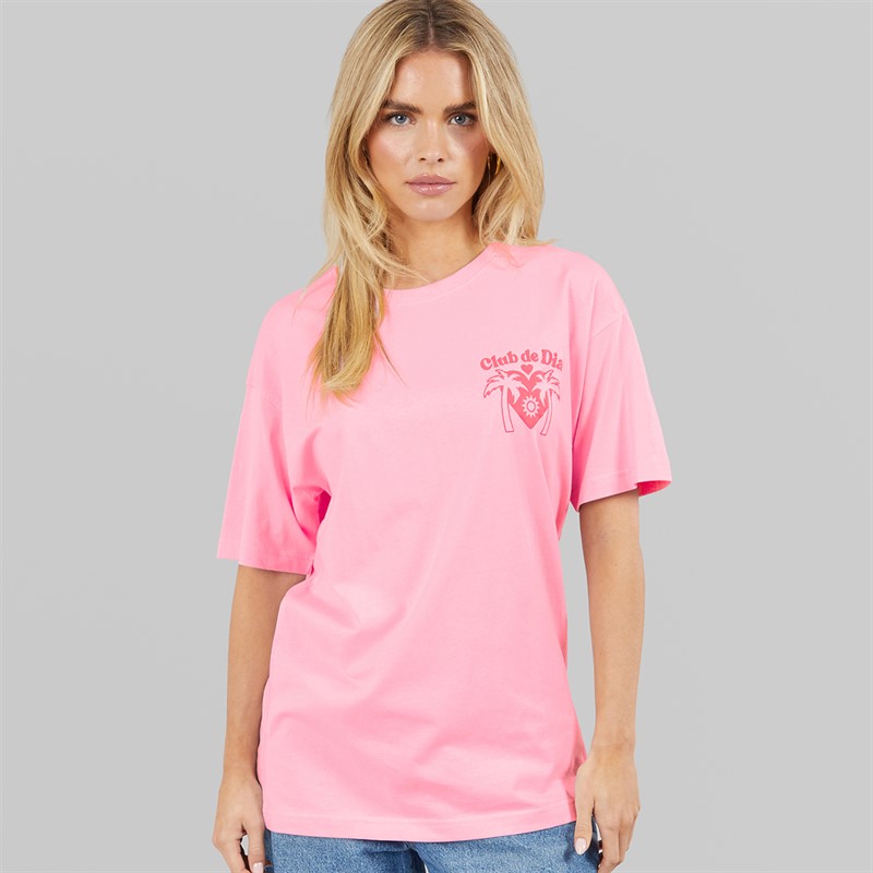 Brave Soul Womens Tulum Graphic T-Shirt Pink/Pink