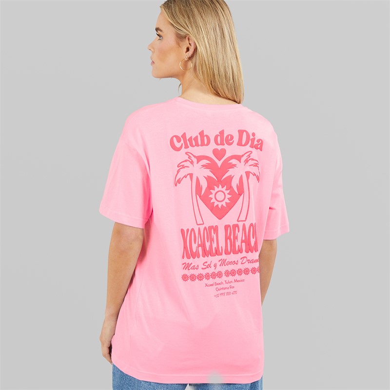 Brave Soul Womens Tulum Graphic T-Shirt Pink/Pink