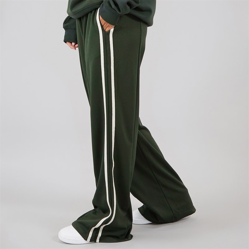 Brave Soul Womens Noelle Stripe Joggers Forest Green/Cream