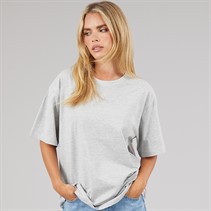 Brave Soul Womens Ascot Oversized T-Shirt Silver Grey Marl