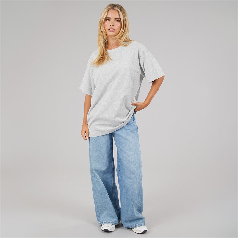 Brave Soul Womens Ascot Oversized T-Shirt Silver Grey Marl
