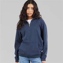Brave Soul Womens Quarter Zip Sweatshirt Navy