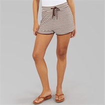 Brave Soul Womens Heart Tie Front Shorts Brown/Cream