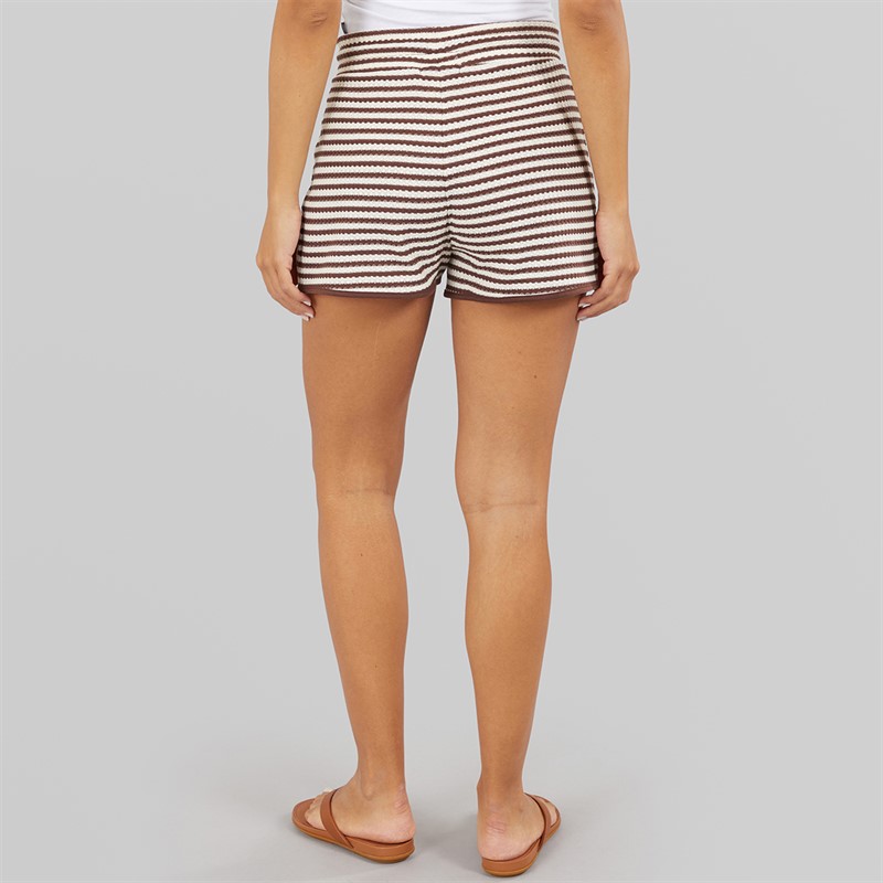 Brave Soul Womens Heart Tie Front Shorts Brown/Cream