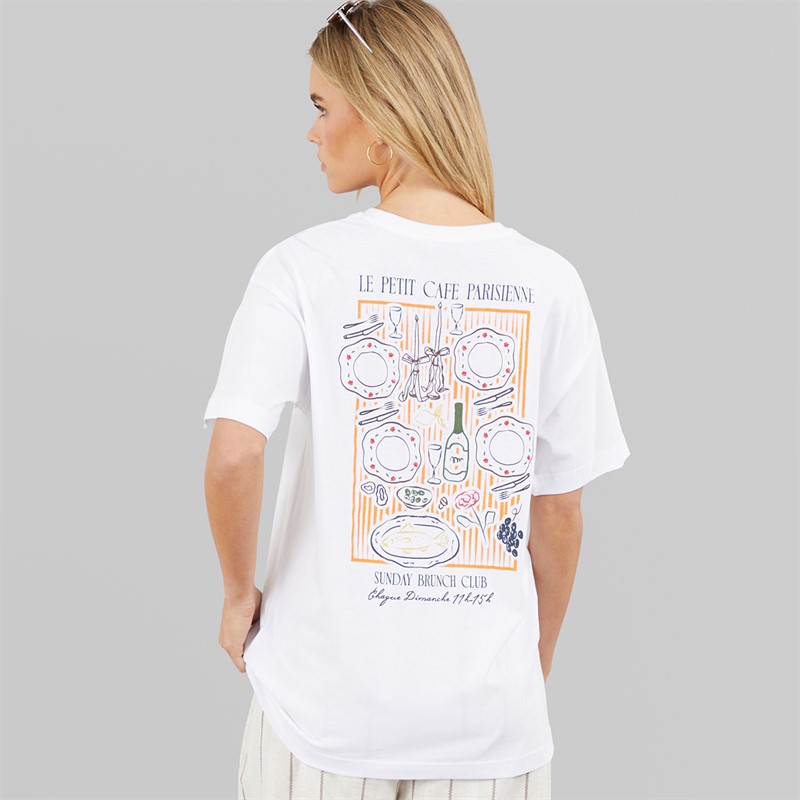 Brave Soul Womens Toutou Graphic T-Shirt White