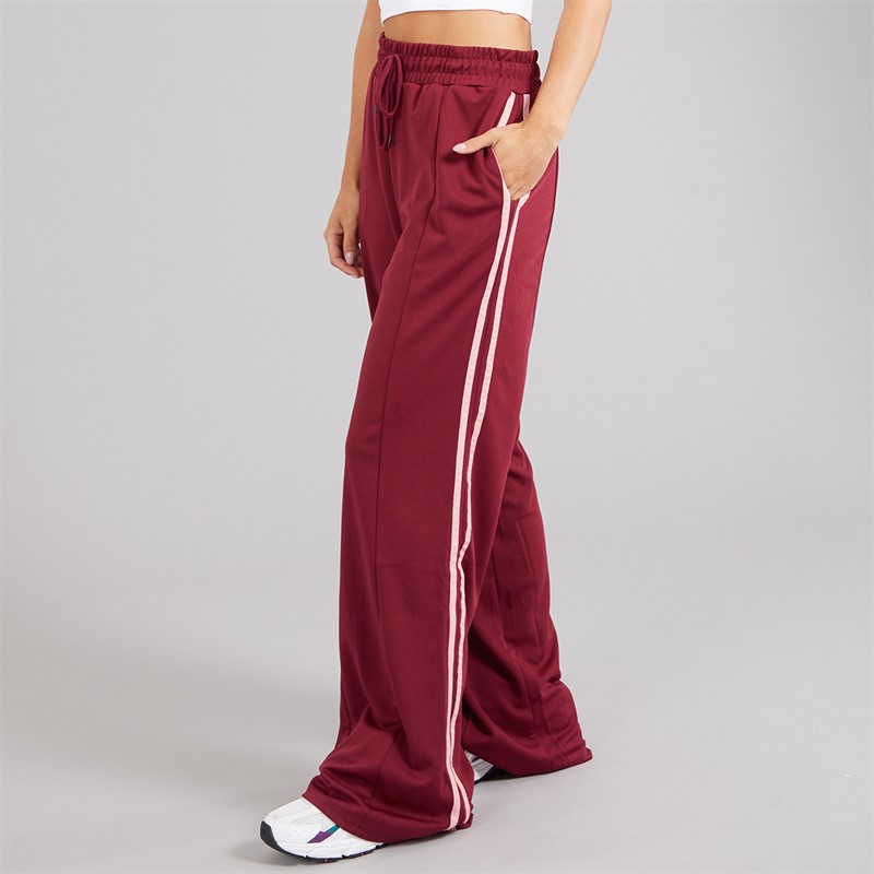 Brave Soul Womens Noelle Stripe Joggers Burgundy/Pink