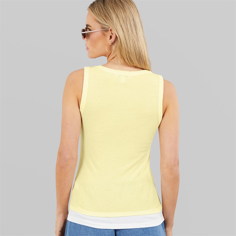 Brave Soul Womens Stella Vest Lemon/White